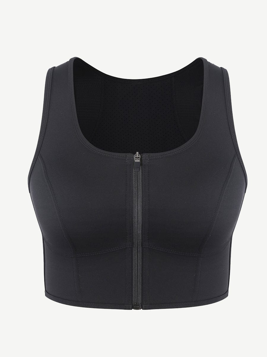 Wholesale Zipper Sports Shockproof Bra Crop With Four steel Boning