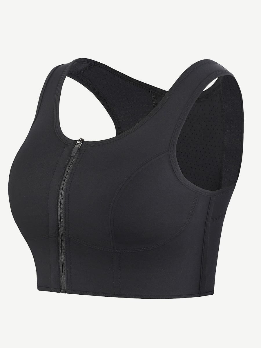 Wholesale Zipper Sports Shockproof Bra Crop With Four steel Boning