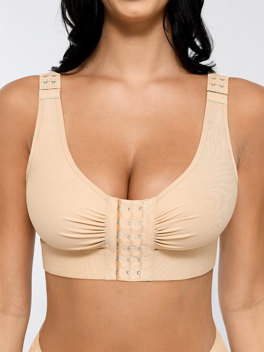 Wholesale Adjustable Front Closure Post-Surgery Bra with Triple Hooks