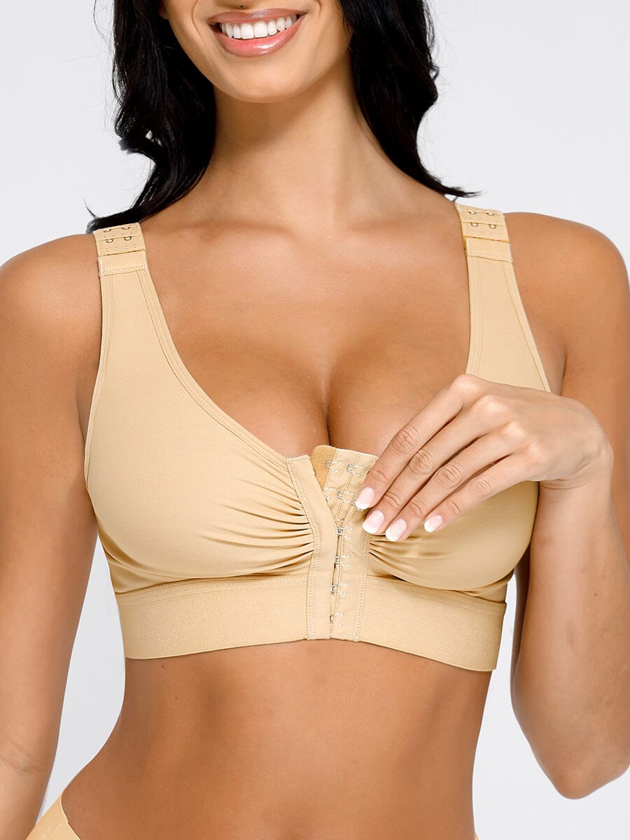 Wholesale Adjustable Front Closure Post-Surgery Bra with Triple Hooks