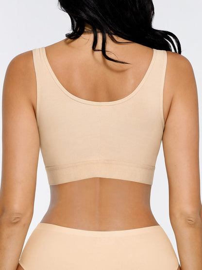 Soutien-gorge post-opératoire ajustable à fermeture frontale avec triple crochets