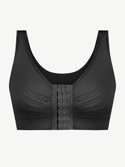 Soutien-gorge post-opératoire ajustable à fermeture frontale avec triple crochets