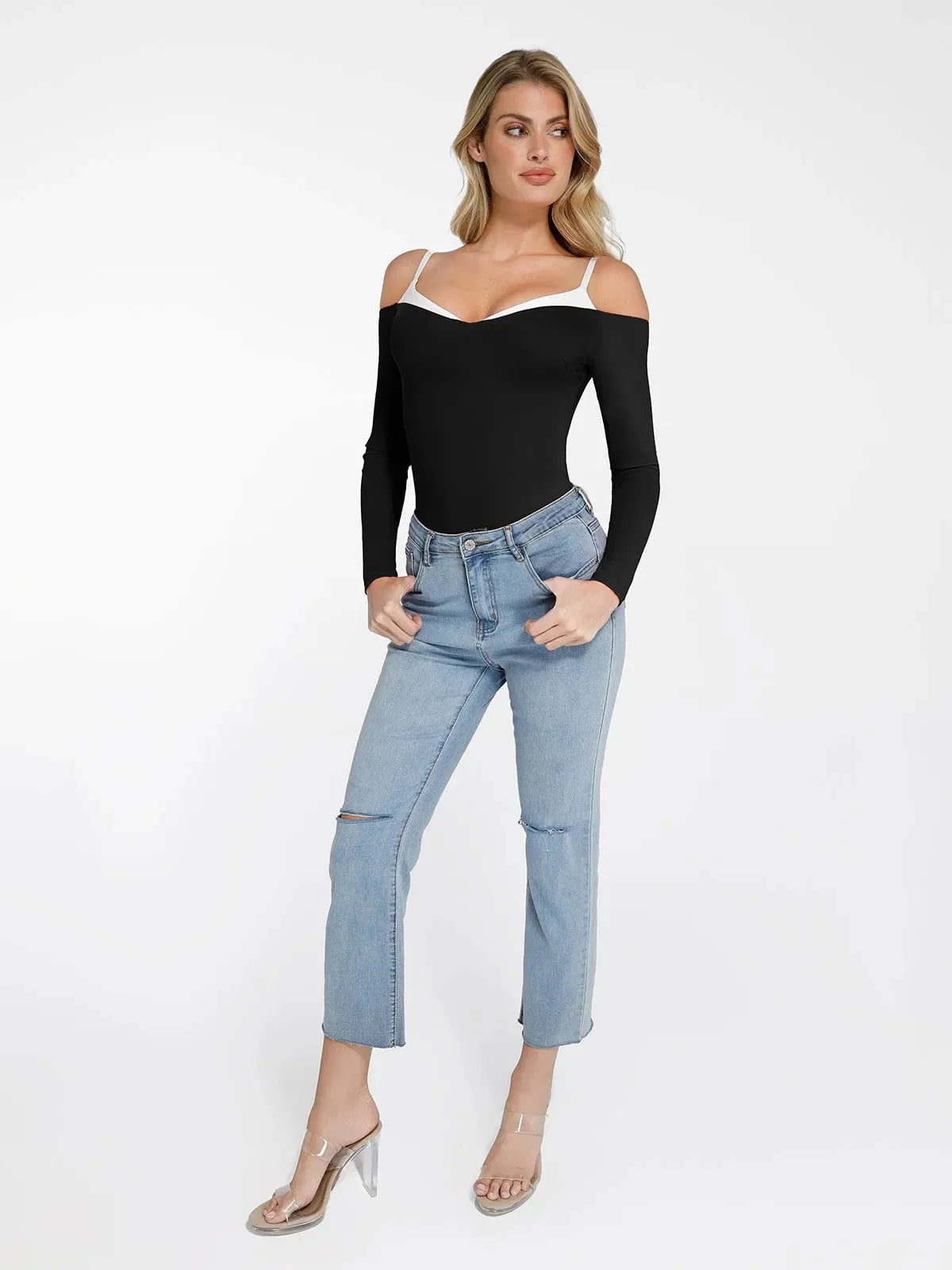 The Shapewear Bodysuit Long Sleeve Cold Shoulder