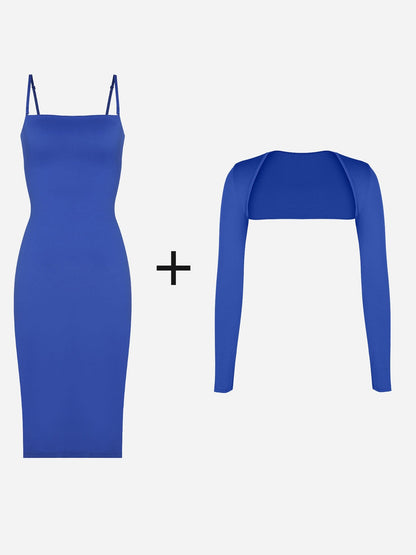 Bluetag Cooling Built-In Shapewear Tube Maxi Dress Or Shrug