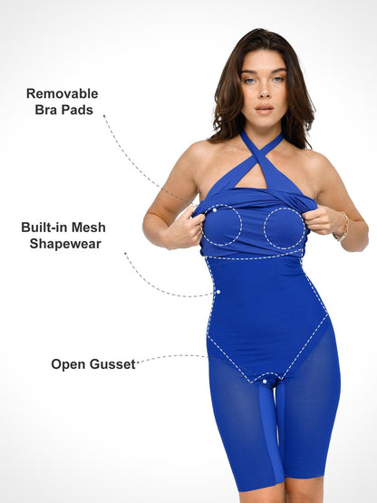Das Shapewear-Kleid rückenfrei Neckholder Midi