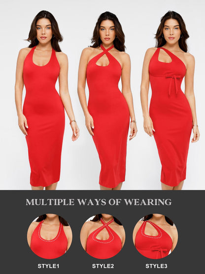 Das Shapewear-Kleid rückenfrei Neckholder Midi