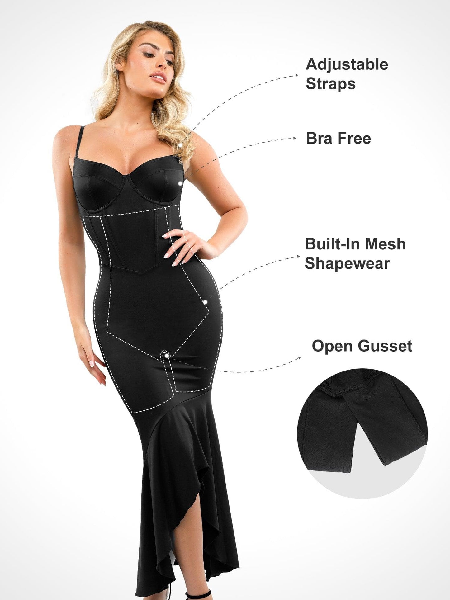 Integrierte Shapewear, Maxikleid im Korsettstil oder Tanga-Bodysuit