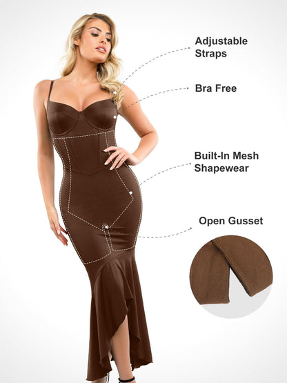 Built-in Shapewear Corset Style Maxi Dress Or Thong Bodysuit