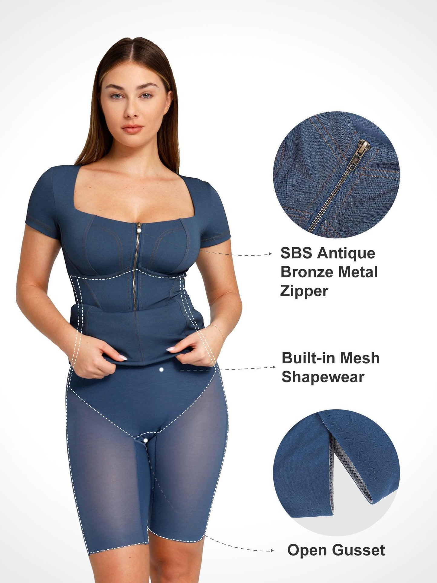 Built-In Shapewear Denim Bodysuit Or Dress Or Jumpsuit