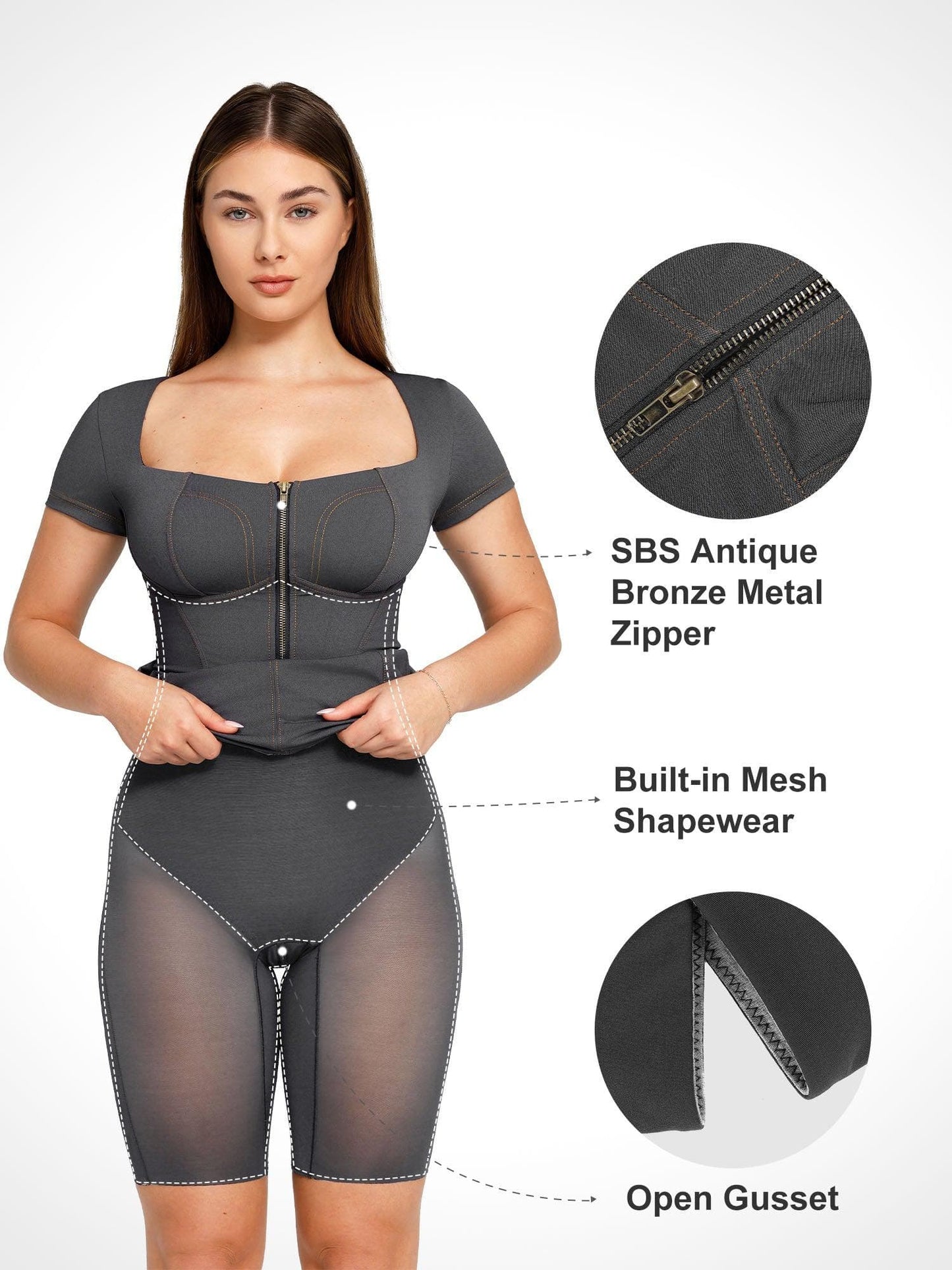 Built-In Shapewear Denim Bodysuit Or Dress Or Jumpsuit