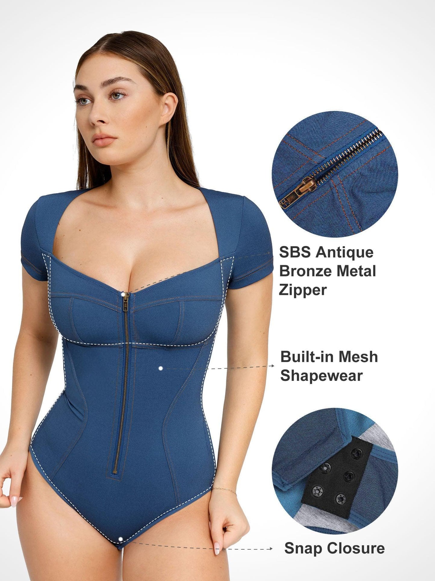 Built-In Shapewear Denim Bodysuit Or Dress Or Jumpsuit