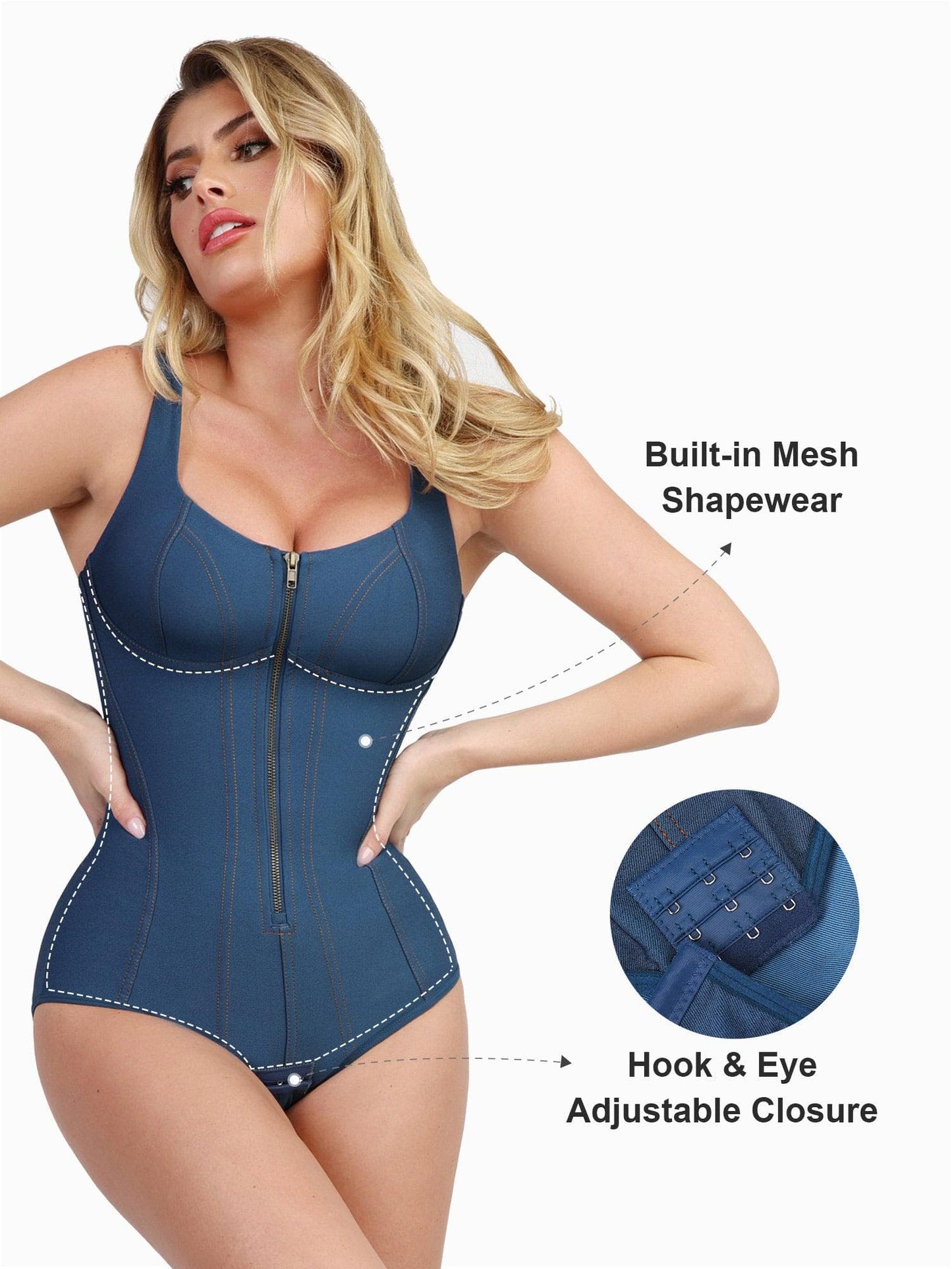 Built-In Shapewear Denim Bodysuit Or Dress Or Jumpsuit