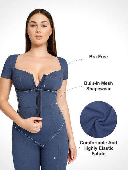 Built-In Shapewear Denim Bodysuit Or Dress Or Jumpsuit