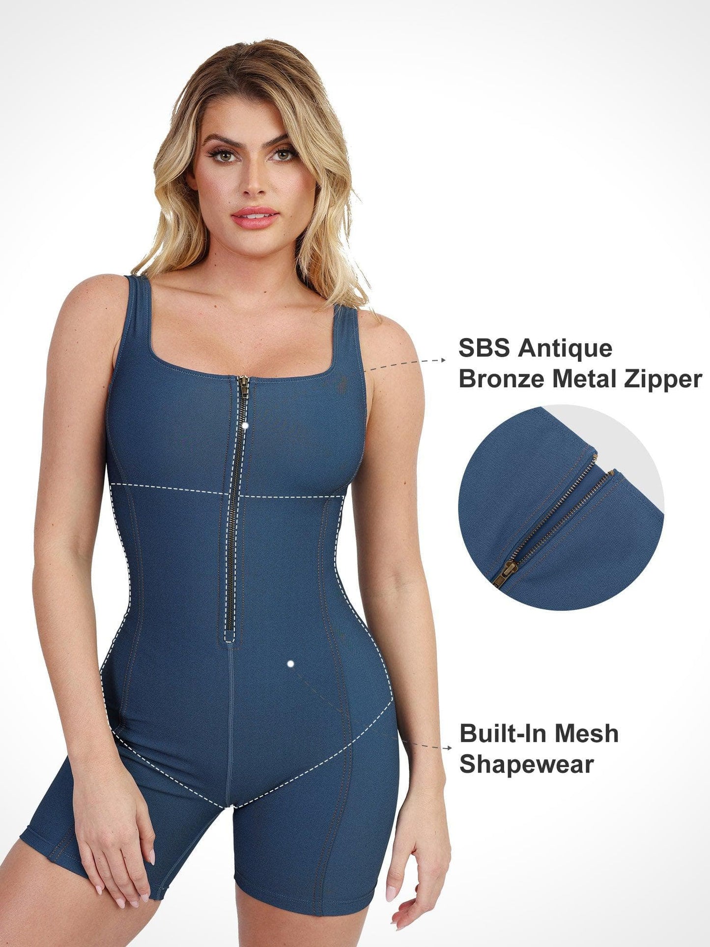 Built-In Shapewear Denim Bodysuit Or Romper Or Dresses