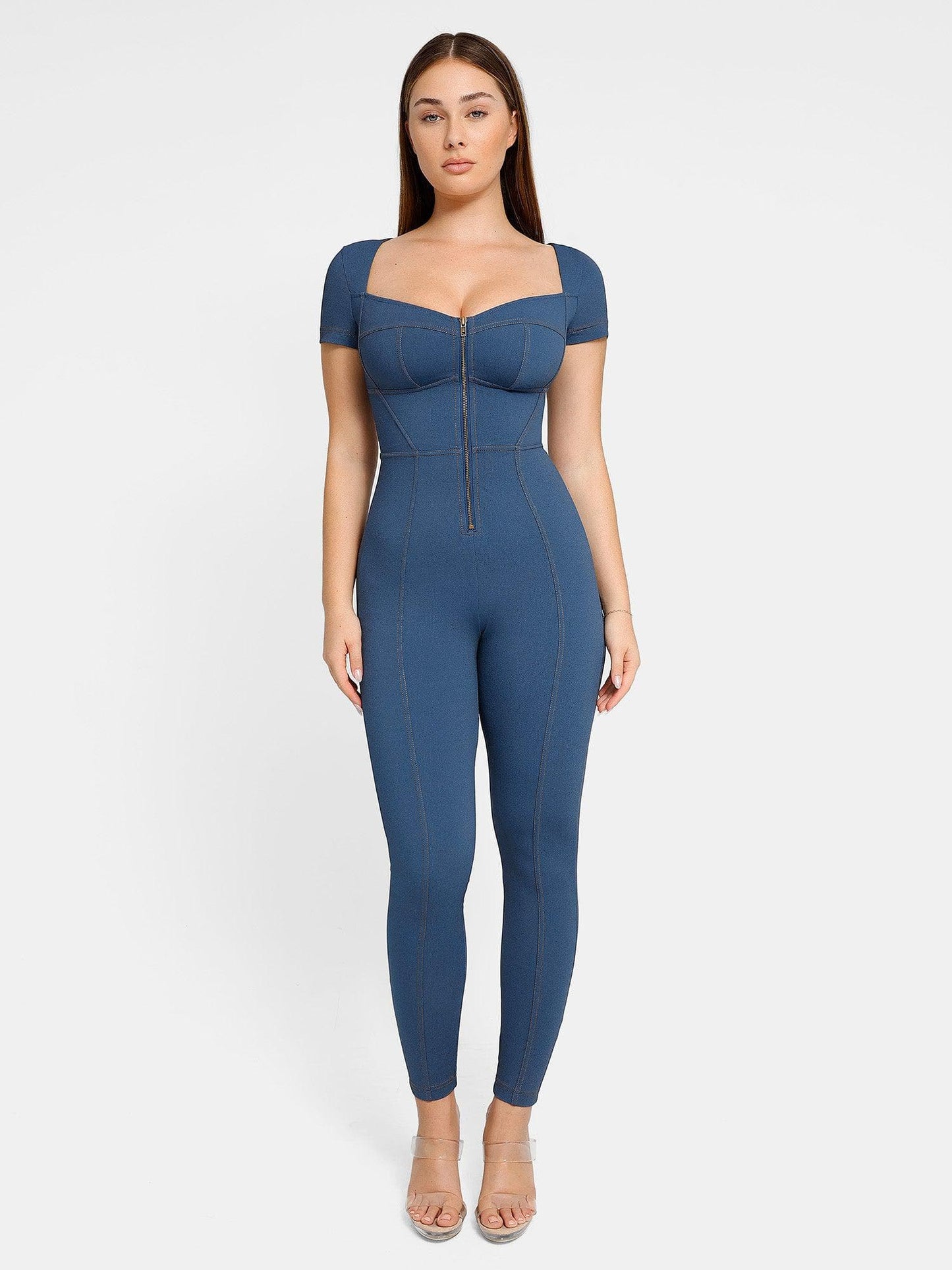 The Shapewear Jumpsuit Denim With Zipper