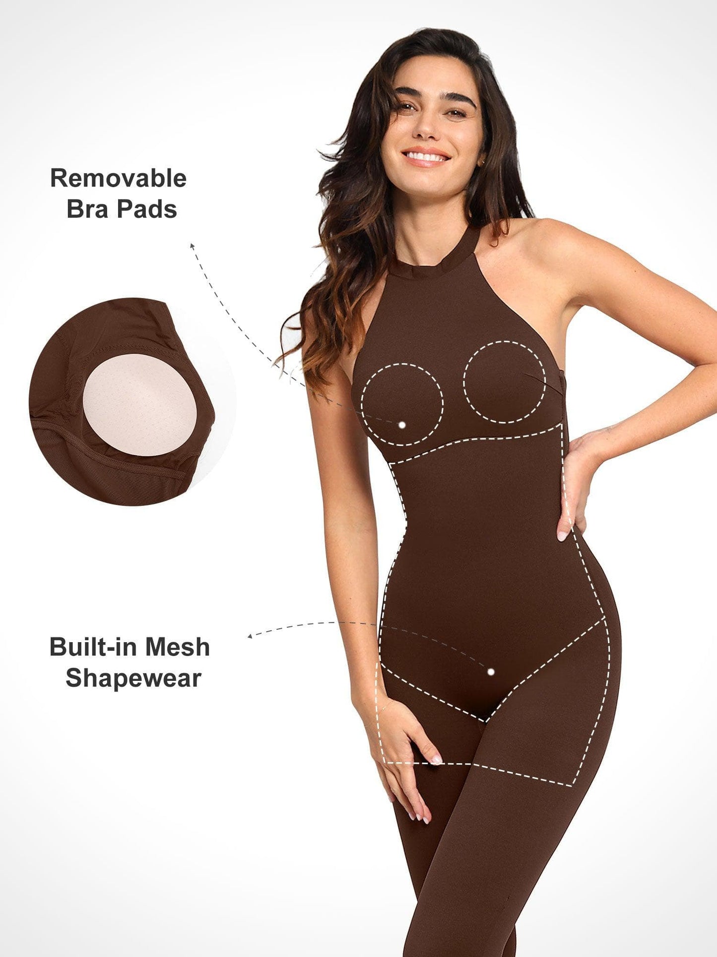 Built-In Shapewear Halter Jumpsuit Or Romper