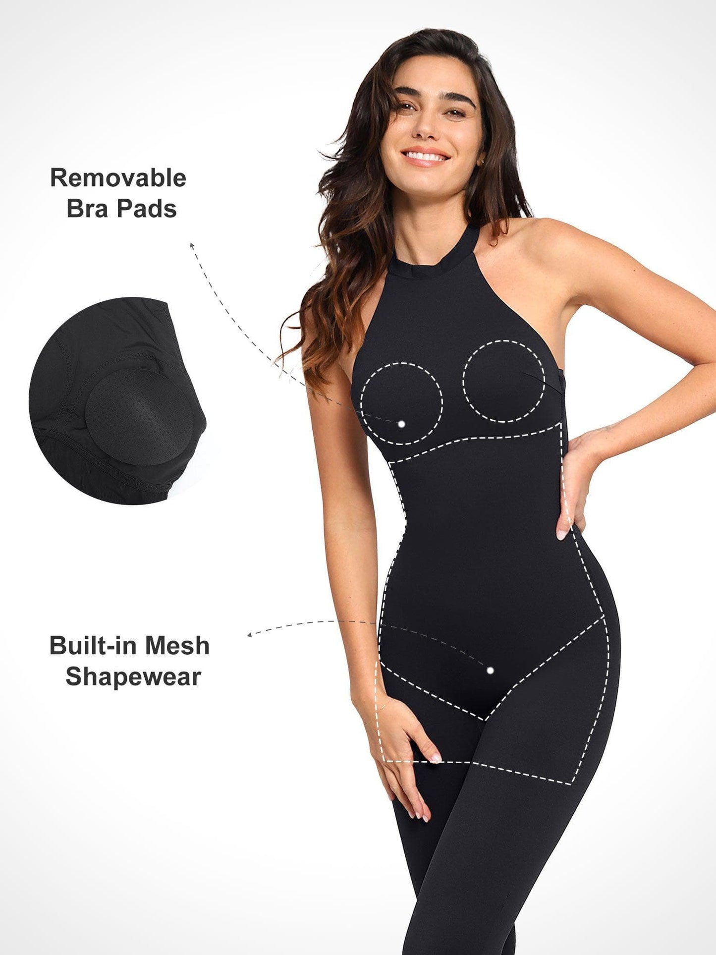 Built-In Shapewear Halter Jumpsuit Or Romper