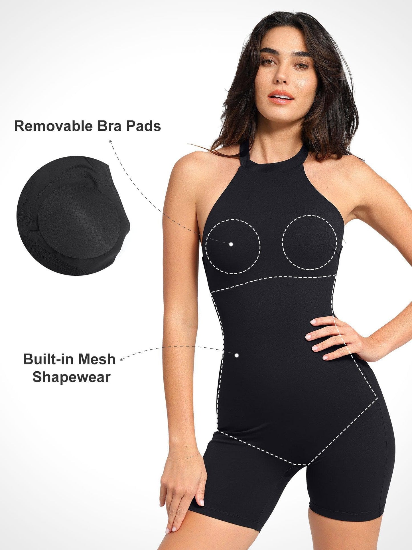 Built-In Shapewear Halter Jumpsuit Or Romper