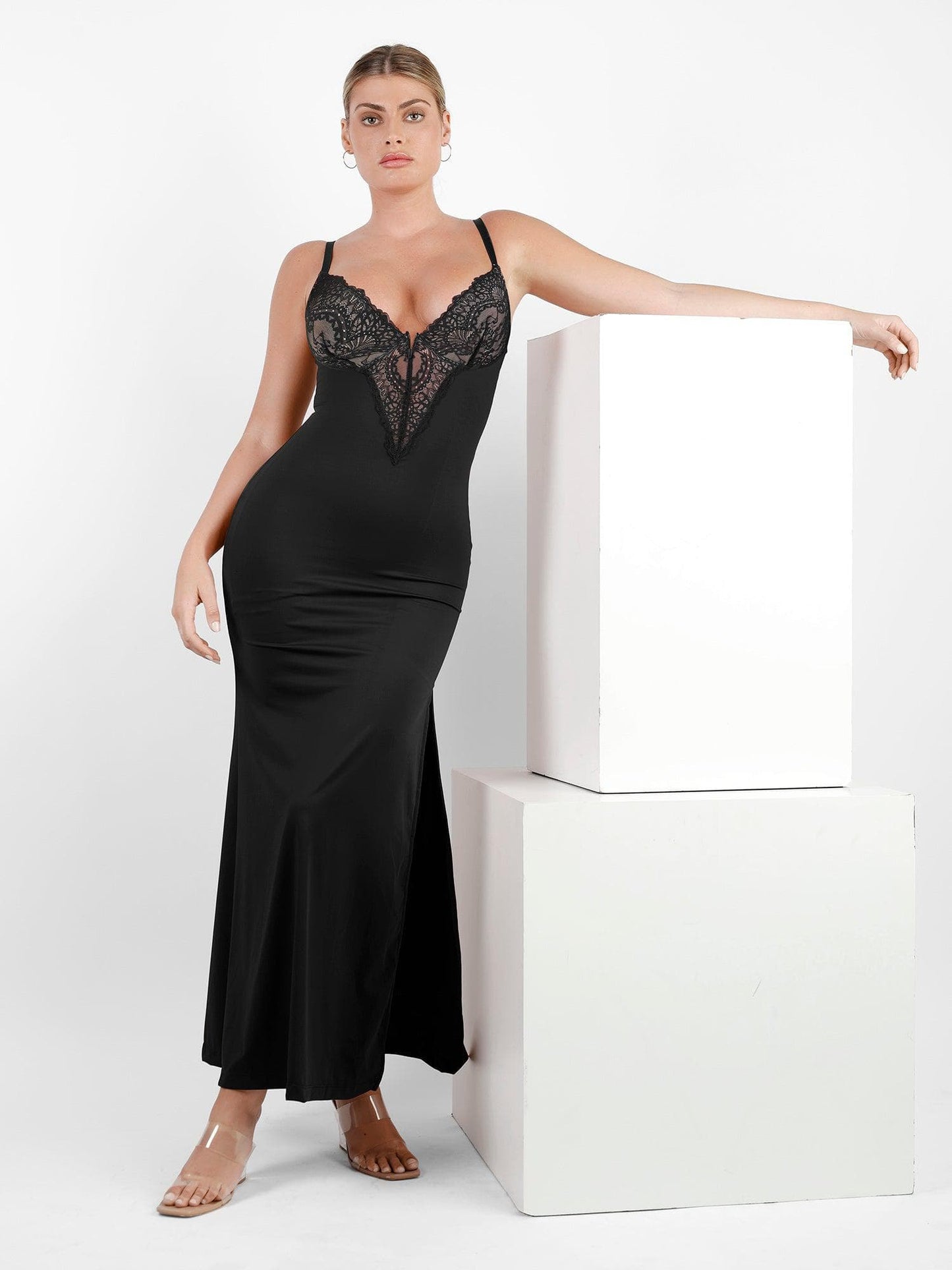 The Shapewear Dress Lace Slip Split Maxi