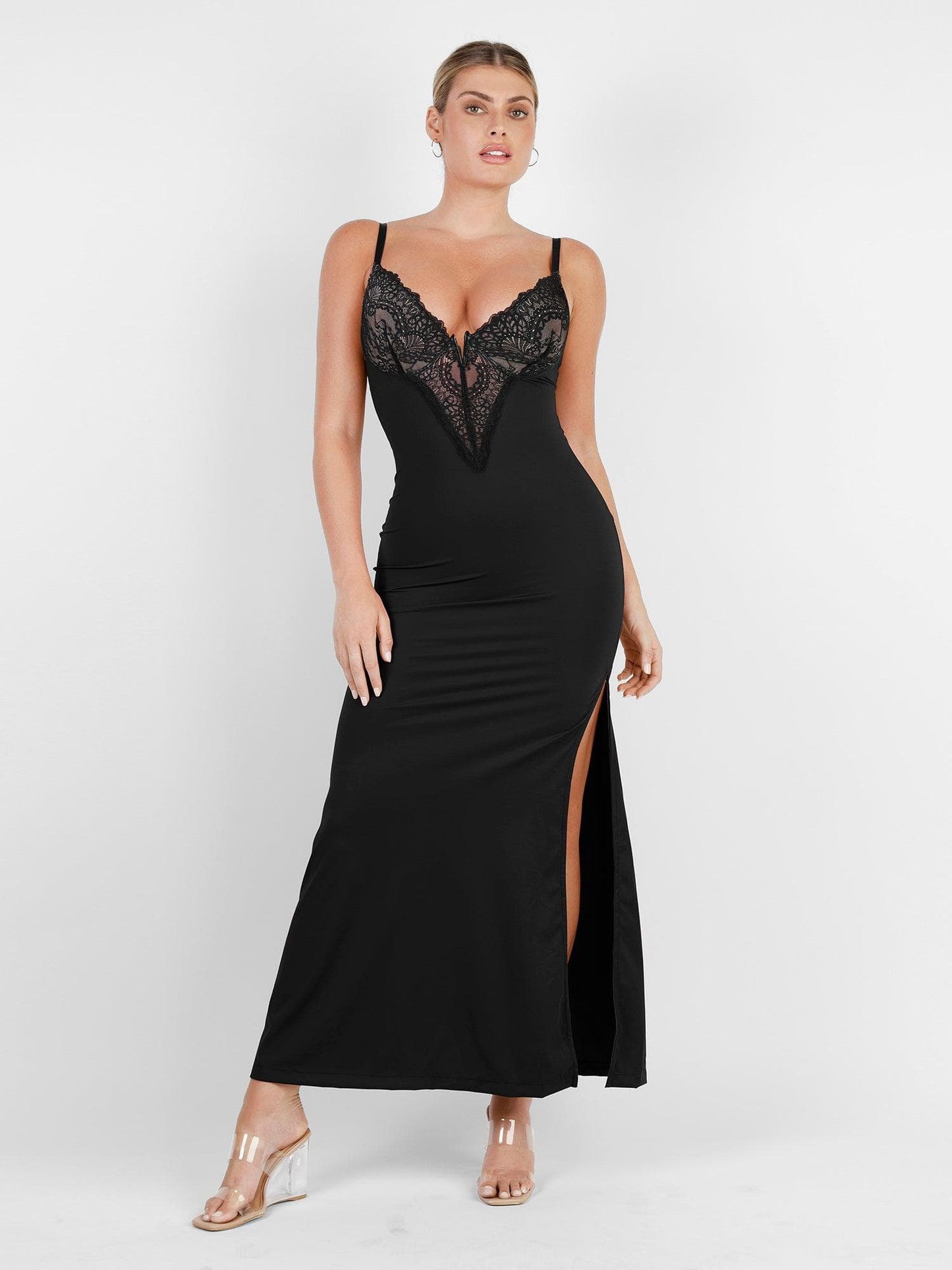 The Shapewear Dress Lace Slip Split Maxi