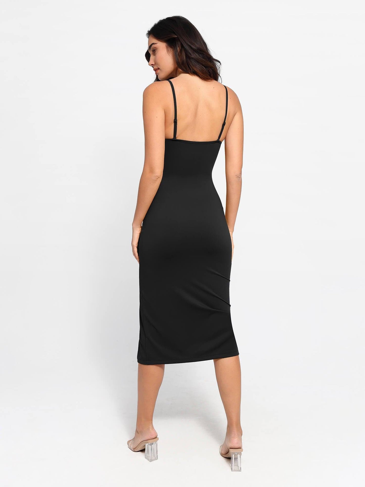 The Shapewear Dress Set Sheer Mesh Slip Split Midi