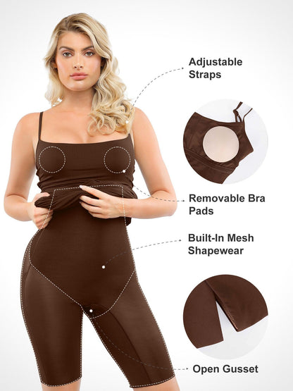 The Shapewear Dress Slip Ruched Midi