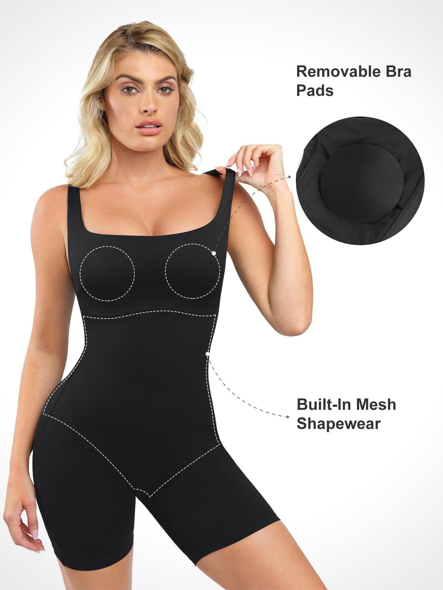 The Shapewear Romper Slimming Workout Square-Neck Thigh