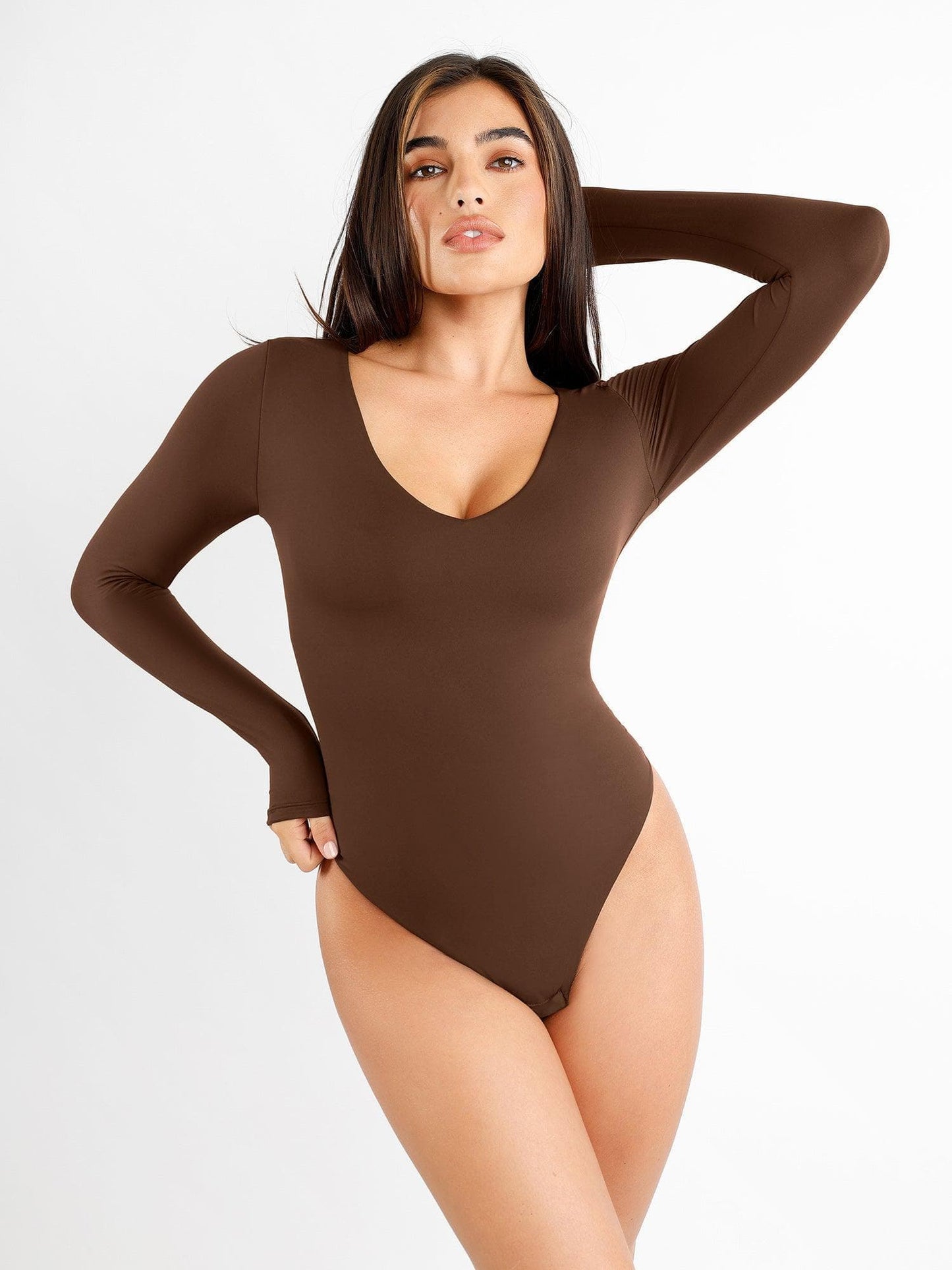 The Shapewear Bodysuit CloudSense Seamless V-Neck Long-Sleeve