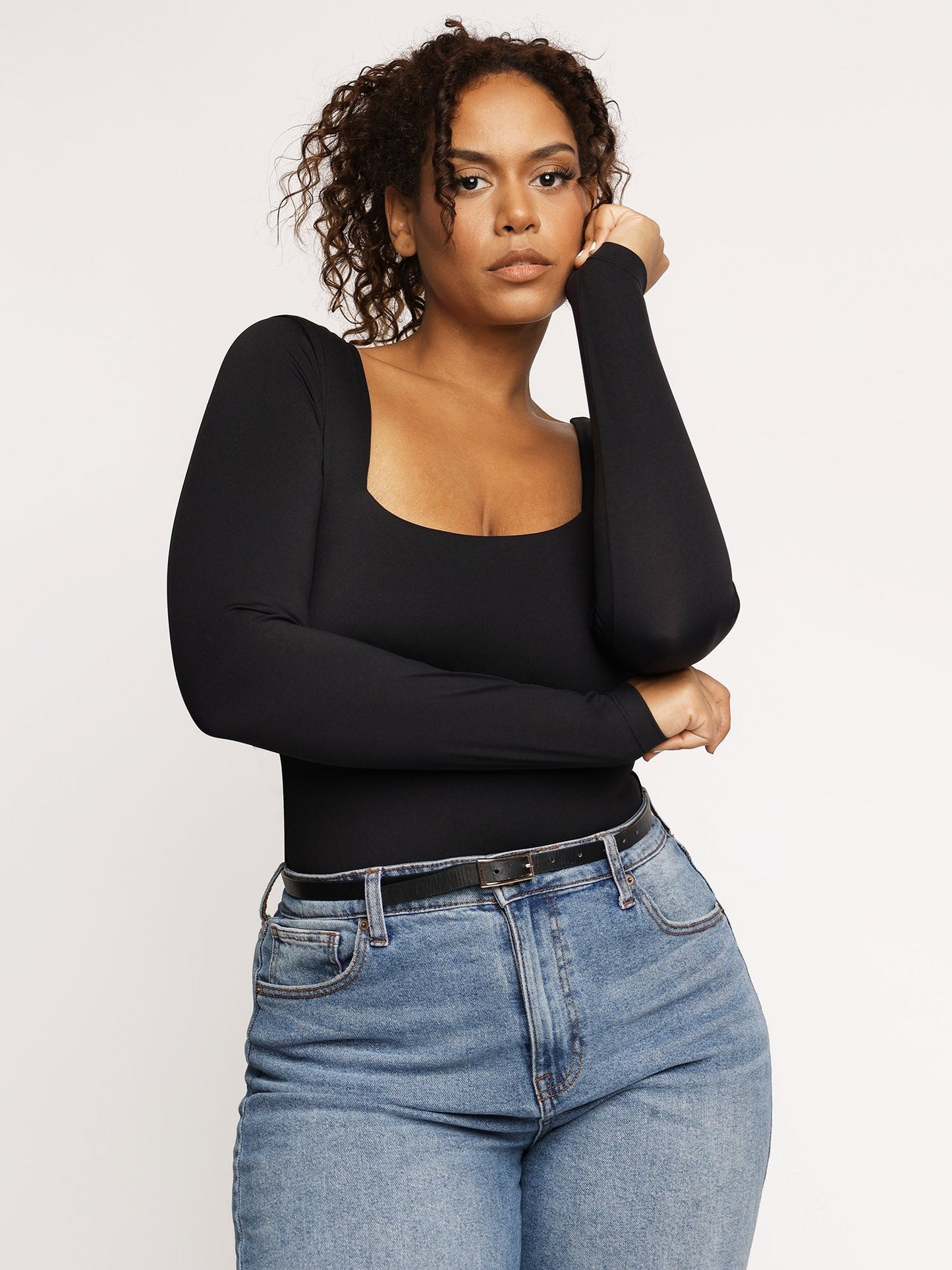 The Shapewear Bodysuit Contour Long Sleeve Square Neck