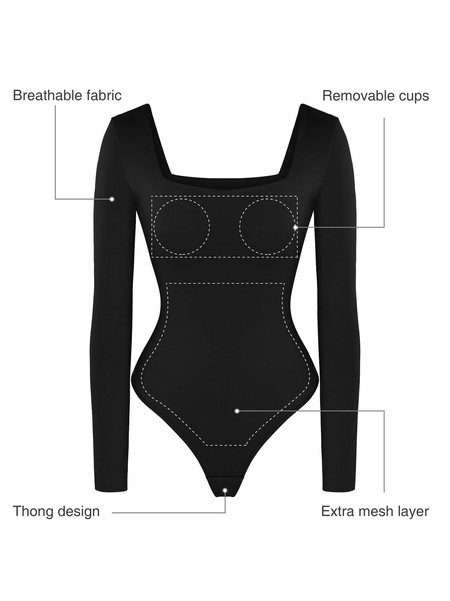 The Shapewear Bodysuit Contour Long Sleeve Square Neck