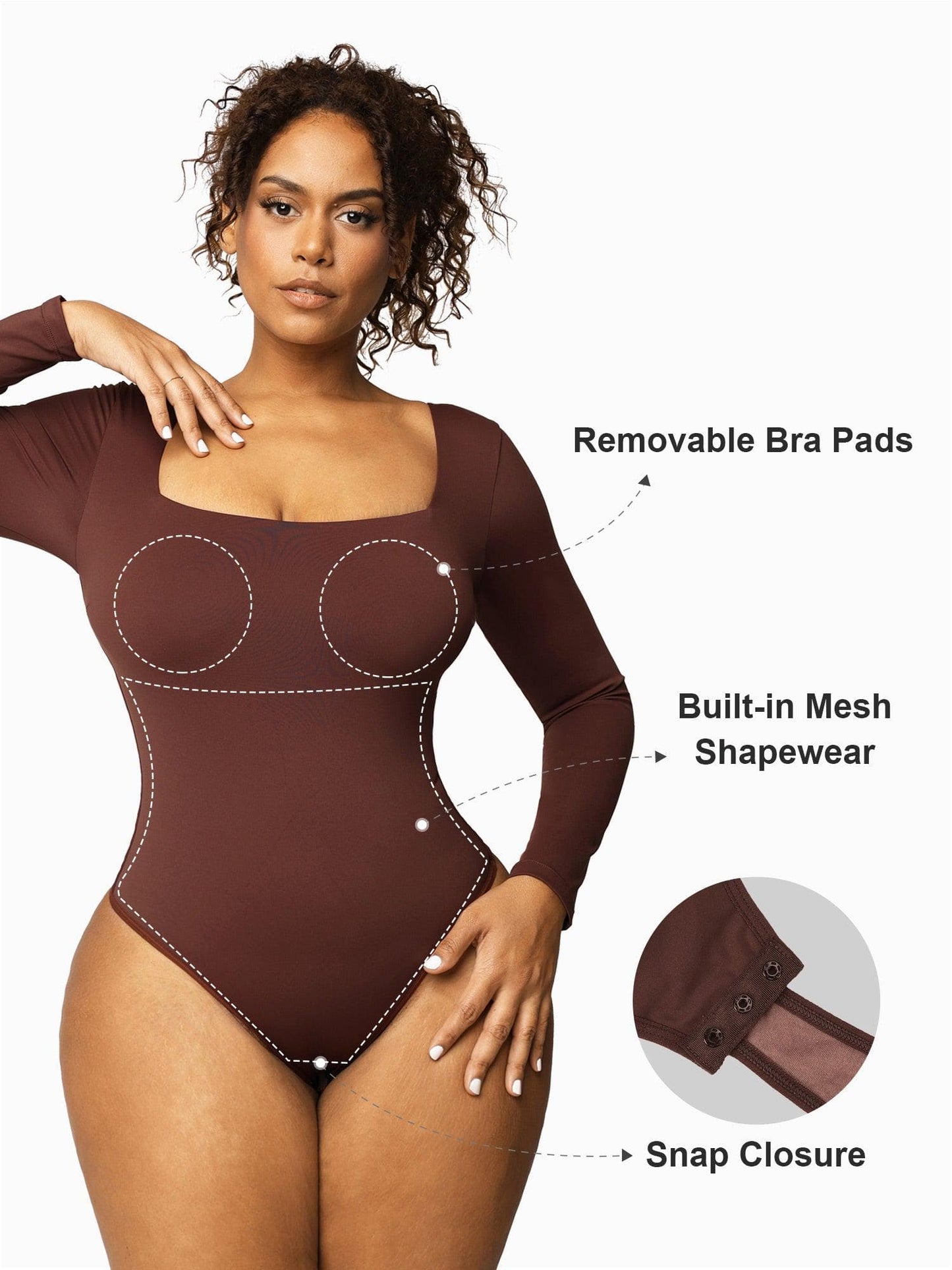 The Shapewear Bodysuit Contour Long Sleeve Square Neck