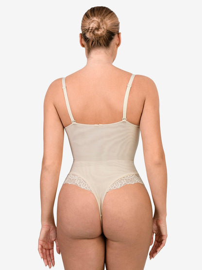 The Shapewear Bodysuit Deep-V Neck Lace Thong