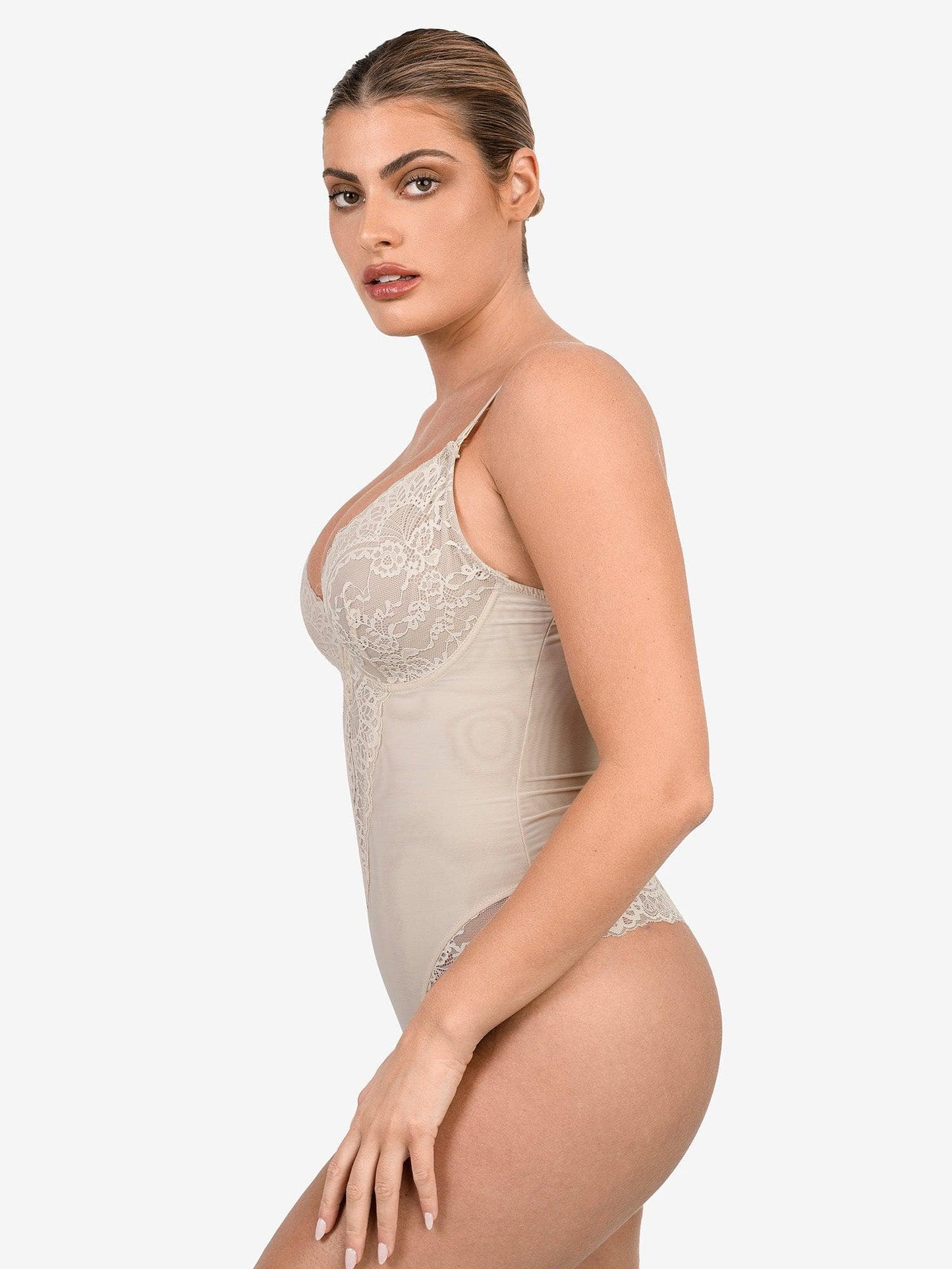 The Shapewear Bodysuit Deep-V Neck Lace Thong