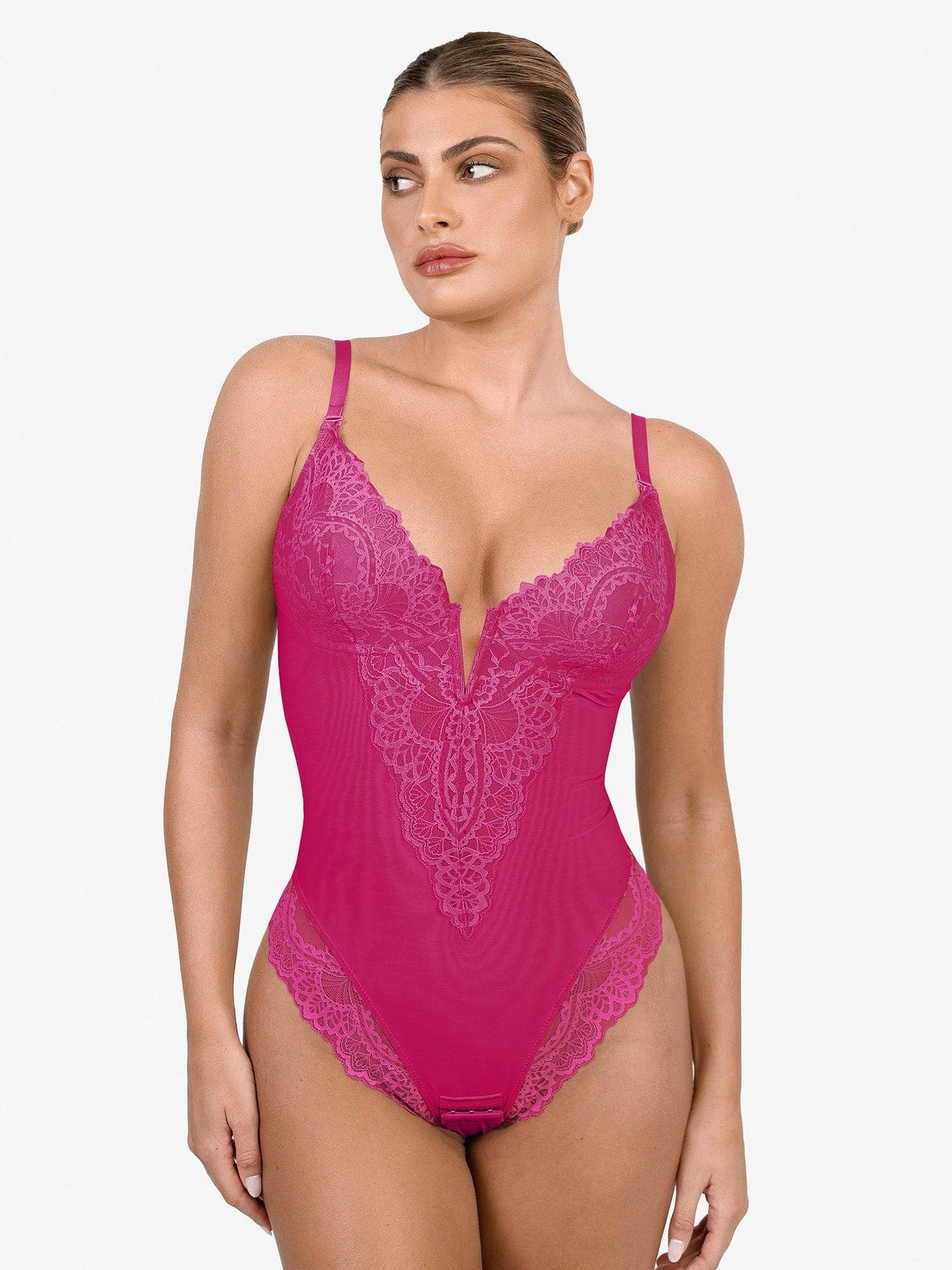 The Shapewear Bodysuit Deep-V Neck Lace Thong