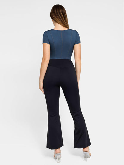 The Shapewear Bodysuit Denim V-Neck Short Sleeve