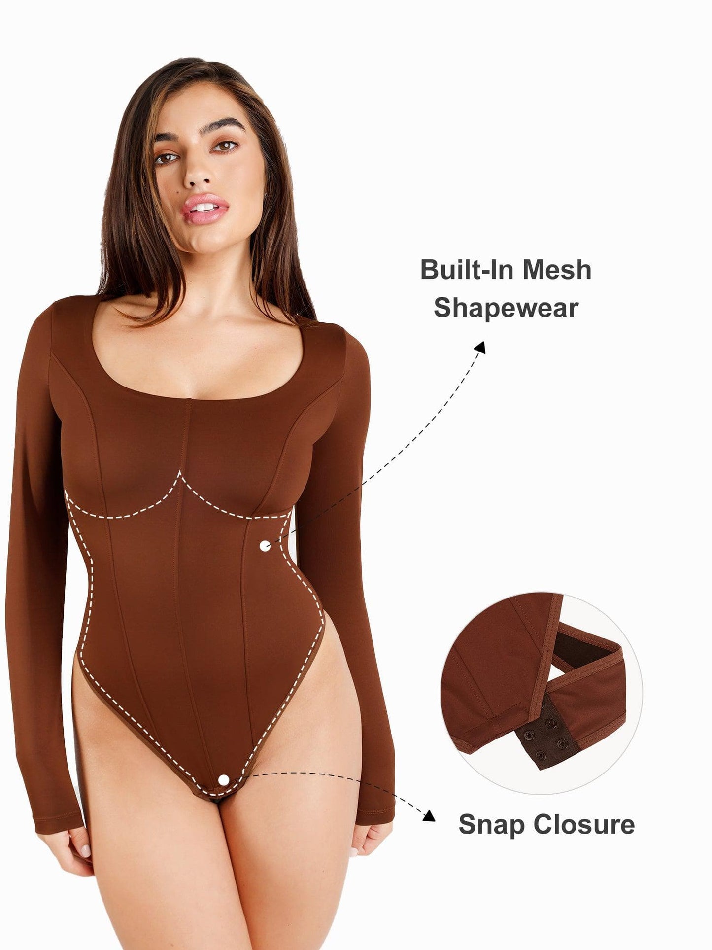 Der Shapewear-Bodysuit mit langen Ärmeln