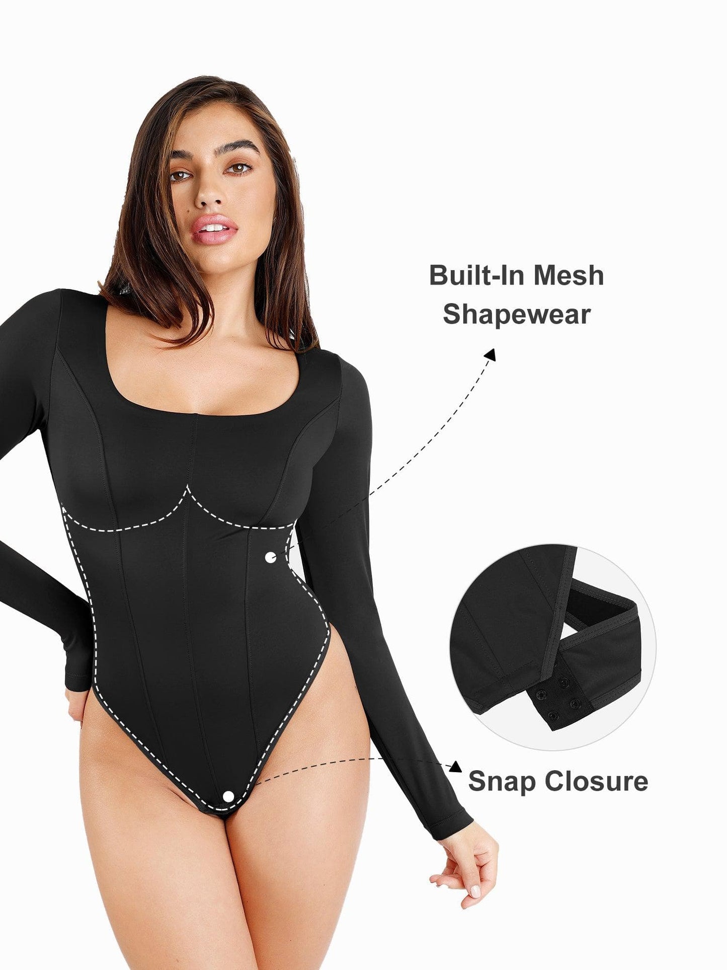 Der Shapewear-Bodysuit mit langen Ärmeln