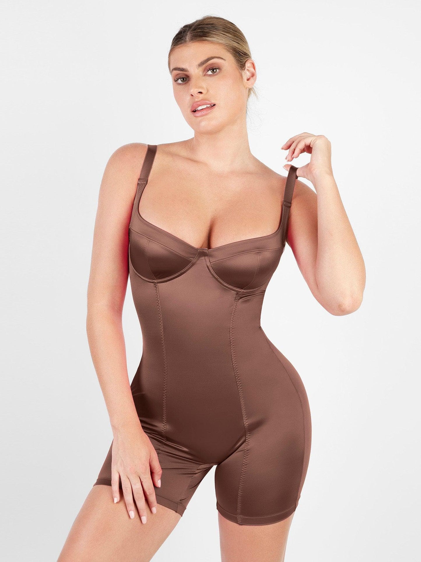 The Shapewear Romper Metallic Shiny One Piece Mid Thigh