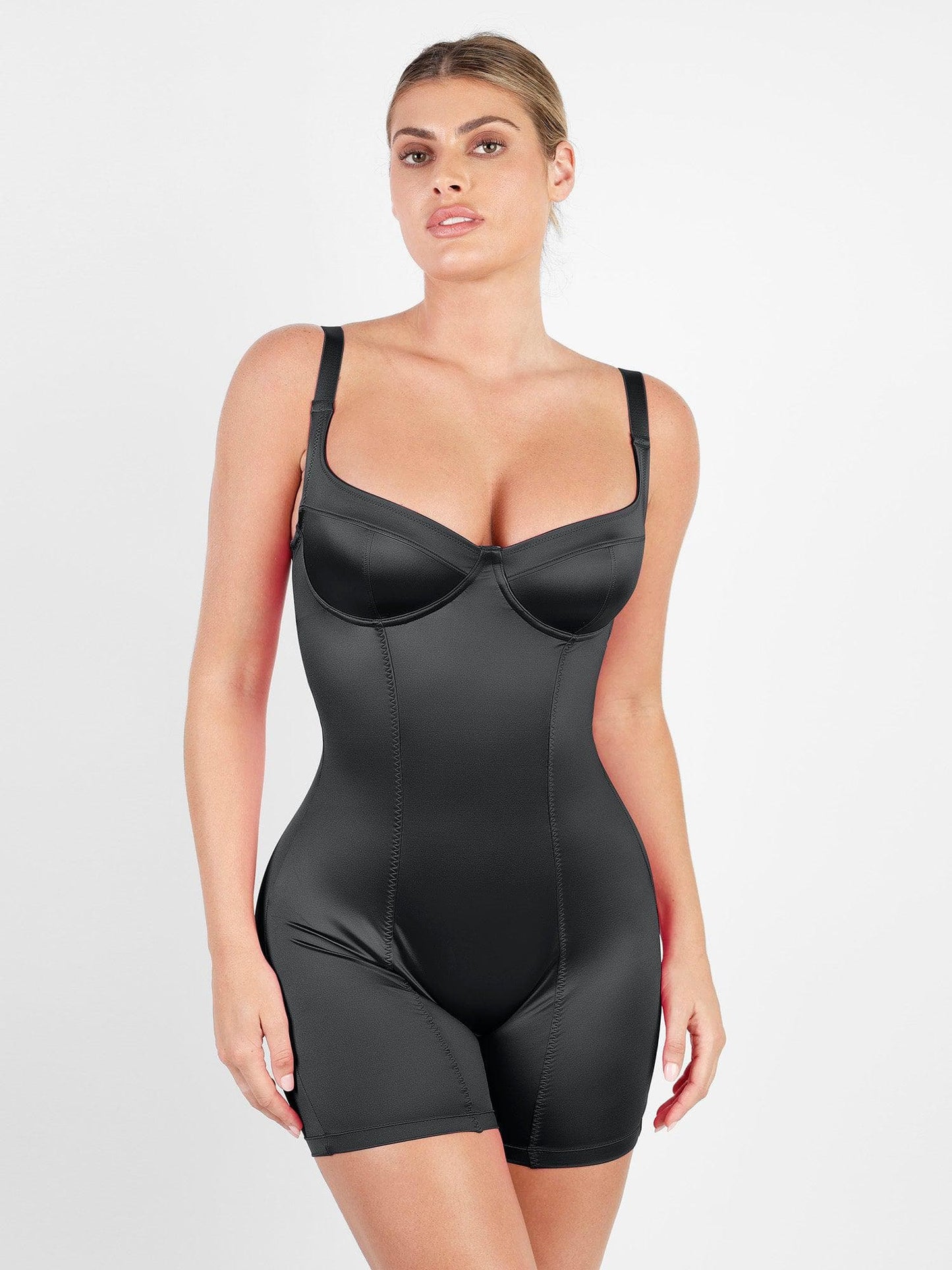 The Shapewear Romper Metallic Shiny One Piece Mid Thigh