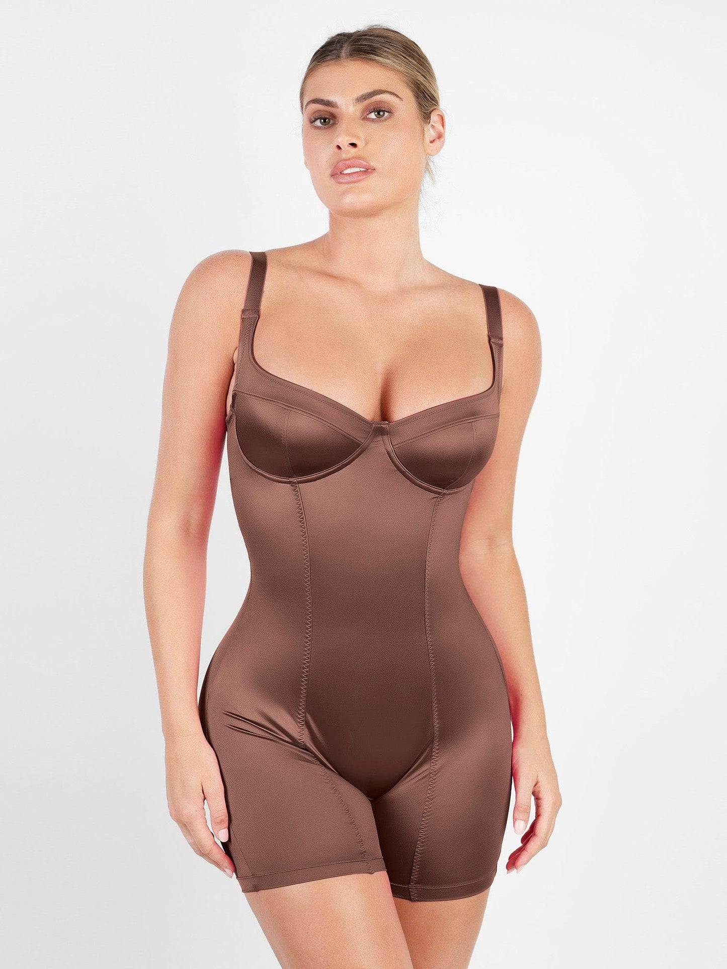 The Shapewear Romper Metallic Shiny One Piece Mid Thigh