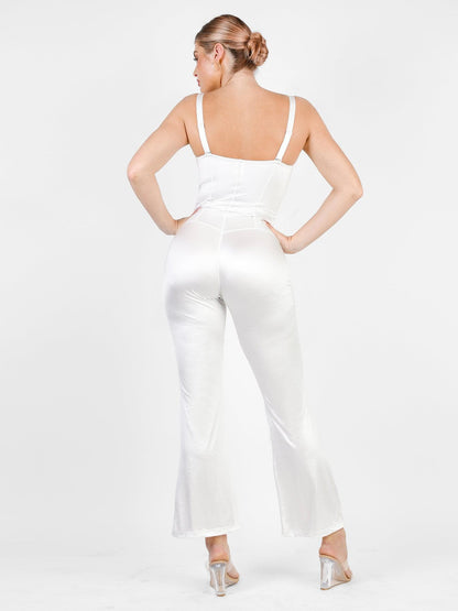 Der Shapewear-Jumpsuit Metallic Shiny Einteiler Breite Träger