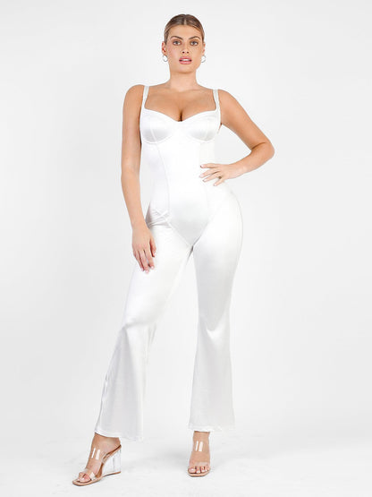 Der Shapewear-Jumpsuit Metallic Shiny Einteiler Breite Träger