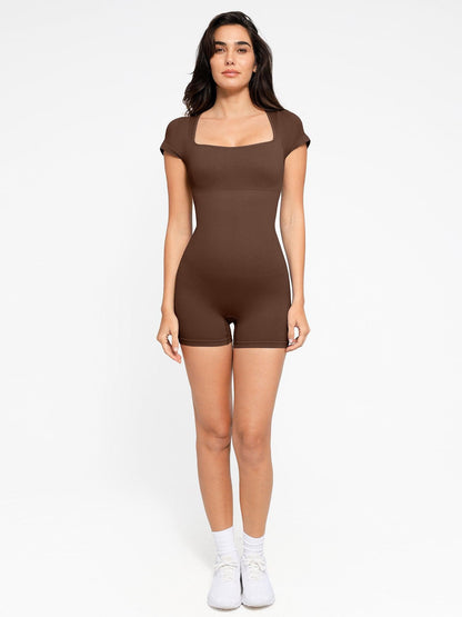 Combinaison de sport côtelée sans couture Shapewear