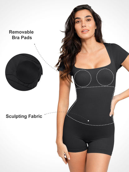 Combinaison de sport côtelée sans couture Shapewear