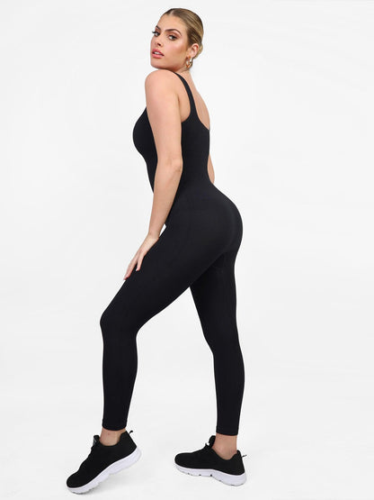 Der Shapewear-Overall mit nahtlosem, quadratischem Ausschnitt, einteilig, Sport
