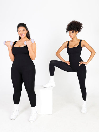 Der Shapewear-Overall mit nahtlosem, quadratischem Ausschnitt, einteilig, Sport