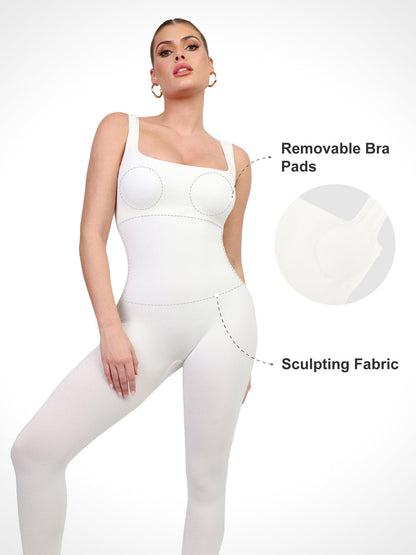 Der Shapewear-Overall mit nahtlosem, quadratischem Ausschnitt, einteilig, Sport