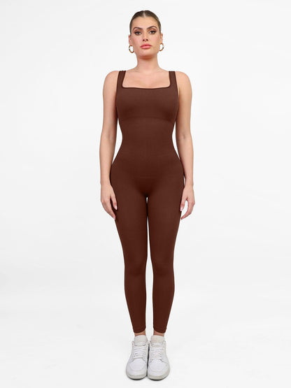 Der Shapewear-Overall mit nahtlosem, quadratischem Ausschnitt, einteilig, Sport