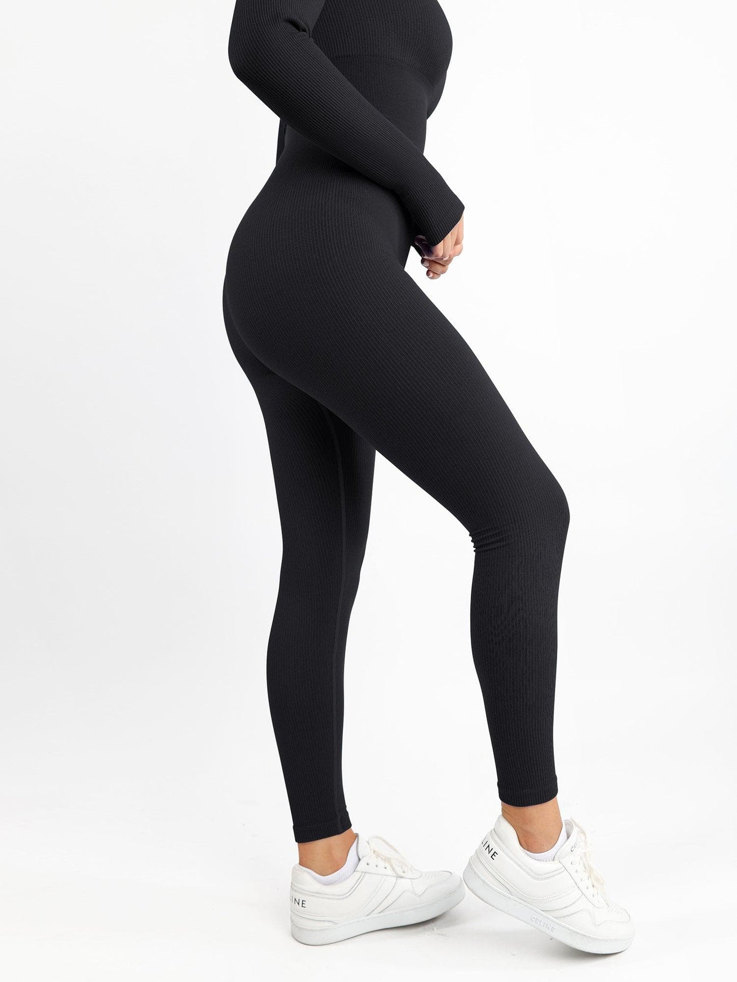 The Shapewear Jumpsuit Seamless Thumb Hole Square Neck Long Sleeve