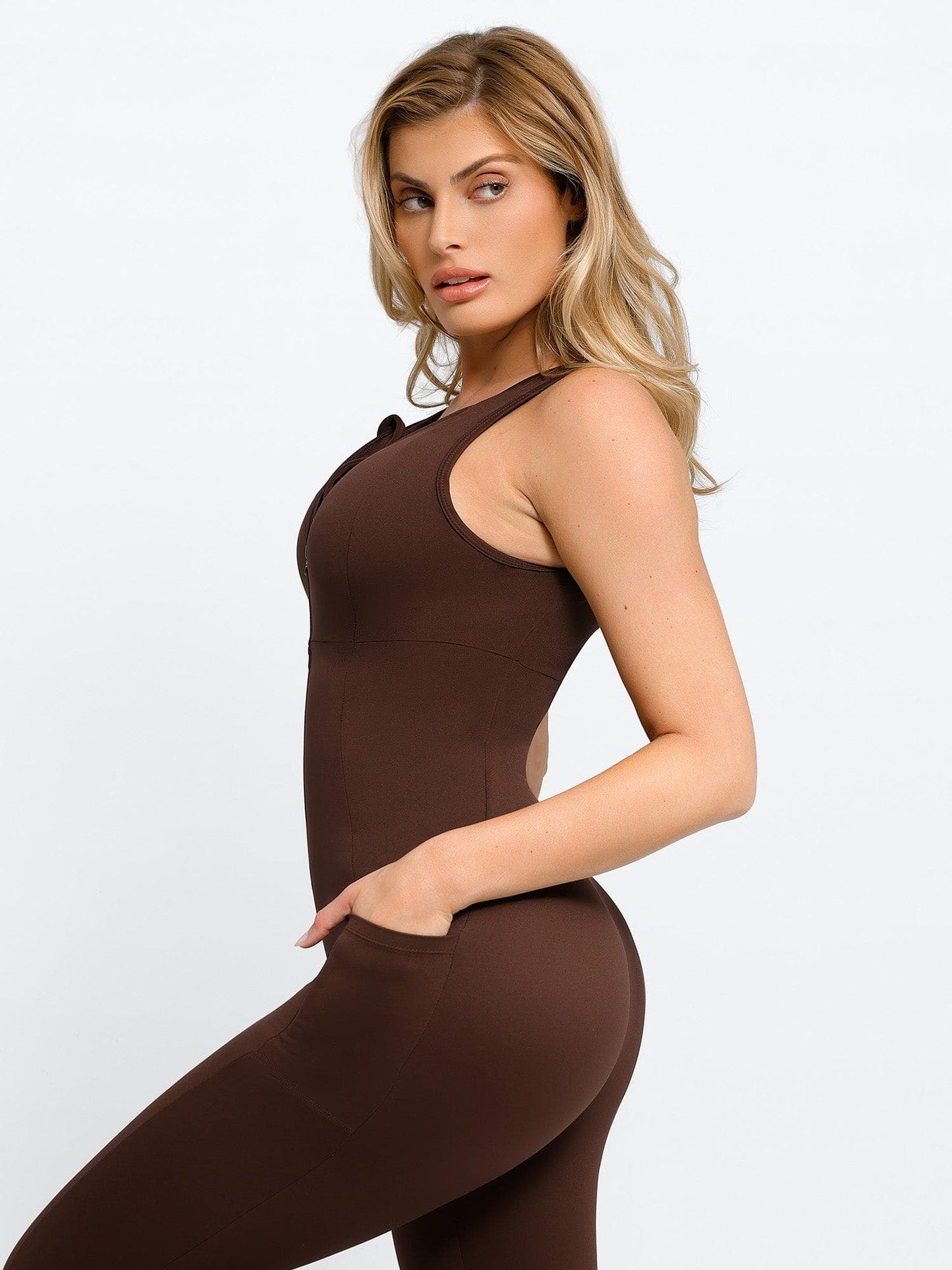 Combinaison Shapewear sans manches avec fermeture éclair sur le devant